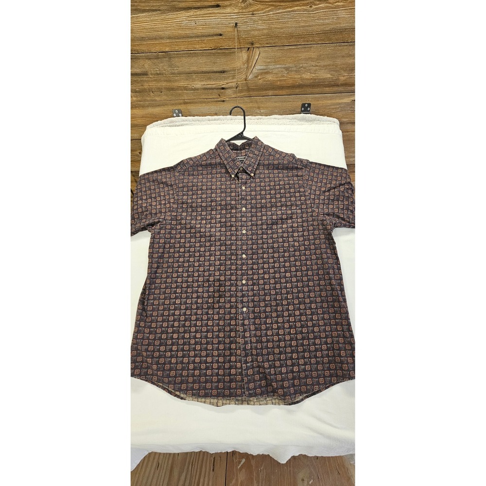 Vtg. David Taylor Mens XL Long Sleeve Cotton Button Down Shirt Geometric Print